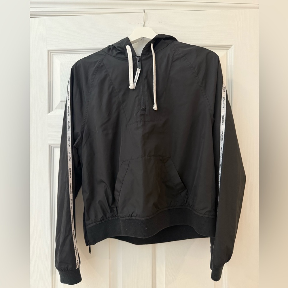 Hollister Black Windbreaker Jacket with Hood